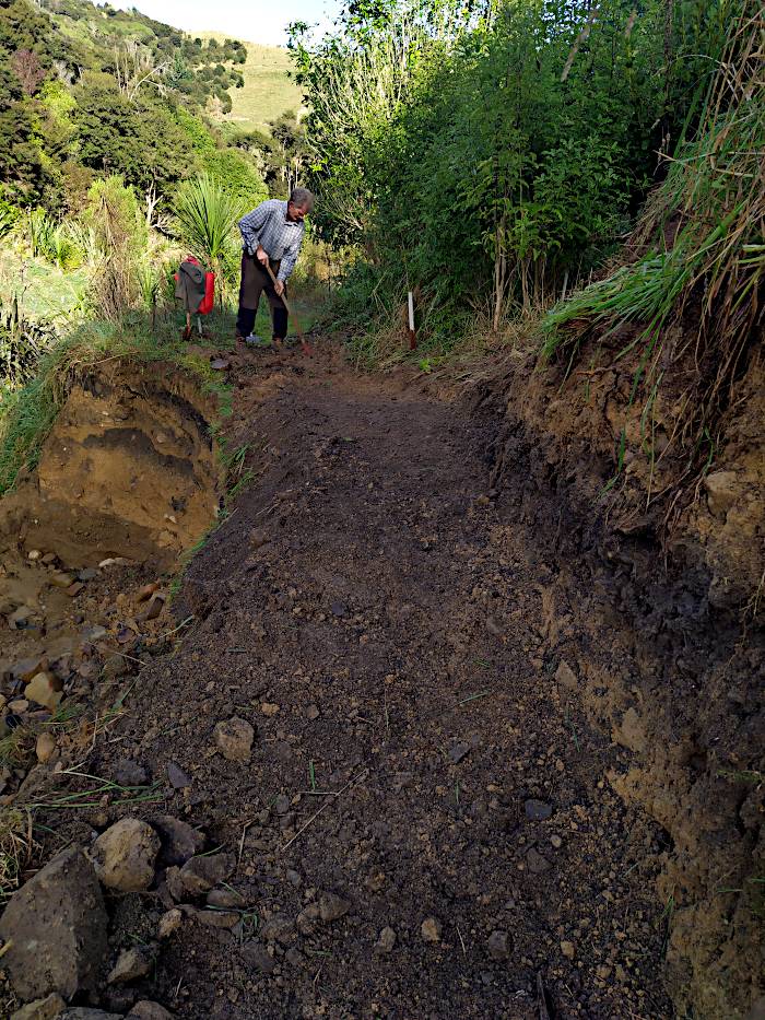 A picture of the finished, widened track