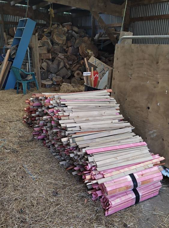 Fillet sticks piled up in the shed