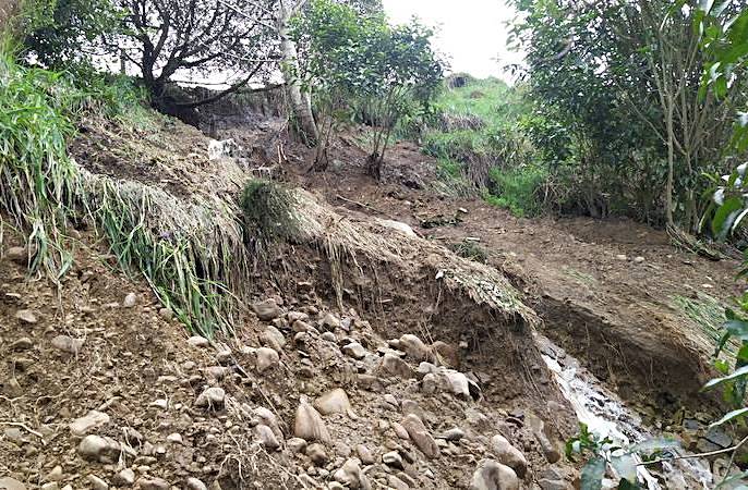 a slip with a small stream running through it